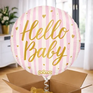 Ballon hélium "Bonjour bébé" rose